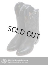 【RRL】ダブルアールエル Studded Western Cowboys Boots　BLACK