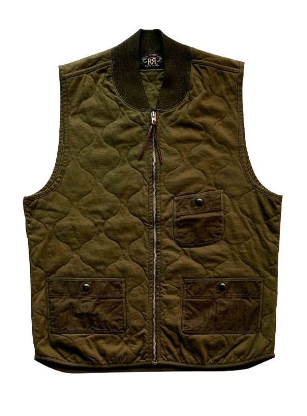 画像2: 【RRL】ダブルアールエル Quilted cotton jersey vest