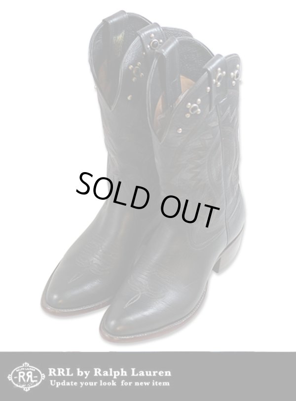 画像1: 【RRL】ダブルアールエル Studded Western Cowboys Boots　BLACK (1)