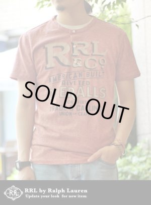 画像: 【RRL】ダブルアールエル ヘンリーネック LOGO PRINT TEE 杢RED