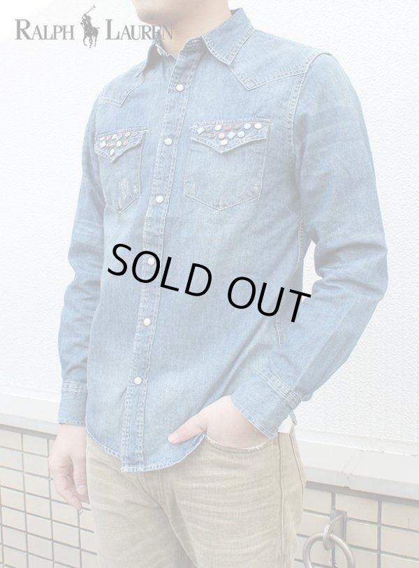 画像1: 【DENIM&SUPPLY】 スタッズウエスタンシャツ L.IND (1)