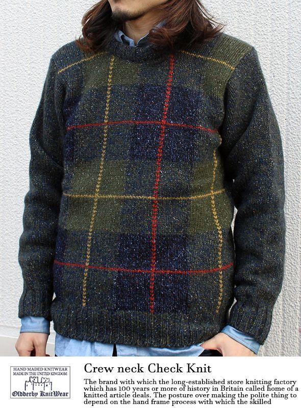 画像: 【Oldderby Knitwear】CREW NECK CHECK KNIT クルーネックチェックニット新入荷アップしました。