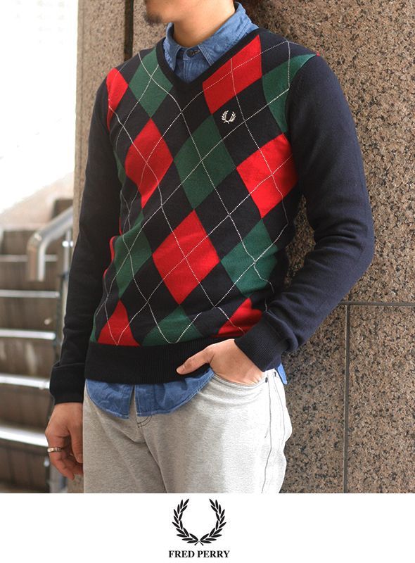 画像: 【FRED PERRY】 アーガイル V-Neck Sweater(K1327) 入荷アップしました。