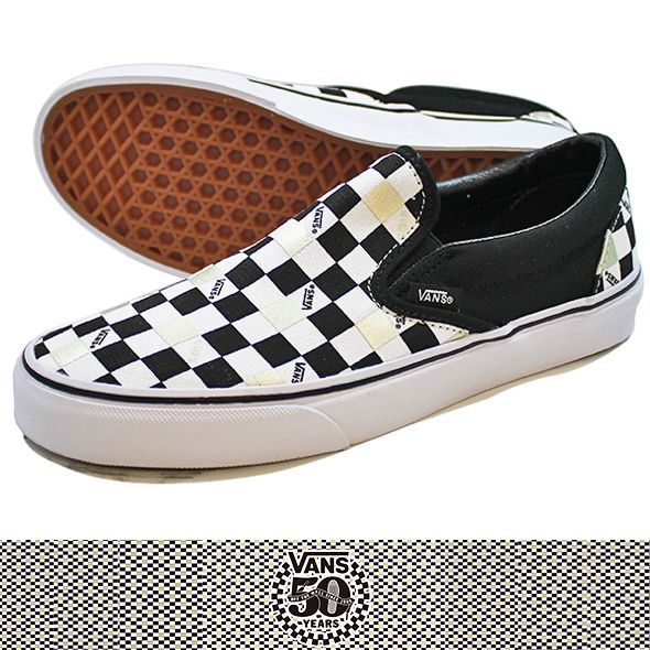 画像: 【VANS】50th CLASSIC SLIPON CHECHER WHITE/BLACK/GOLD店頭入荷しました。