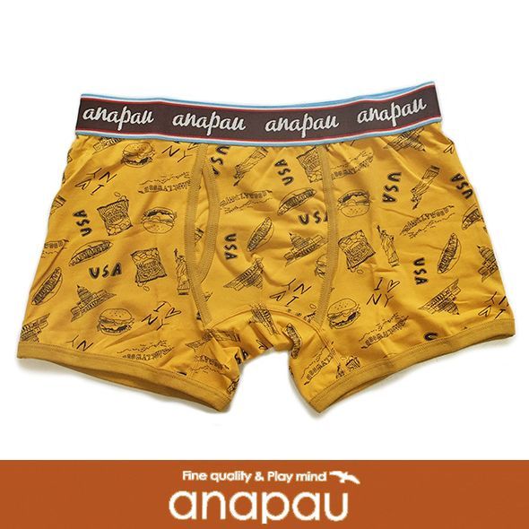 画像: 【anapau】ボクサーパンツ アメリカ柄 マスタード P-1614 新入荷アップしました。