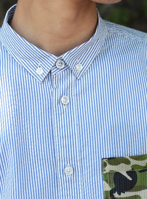 画像: 【narifuri】 ナリフリ Seersucker stripe short sleeve shirt（NF924）