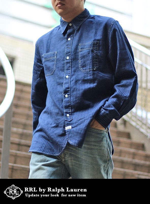 RRL インディゴ ストライプシャツ チンスト | gulatilaw.com