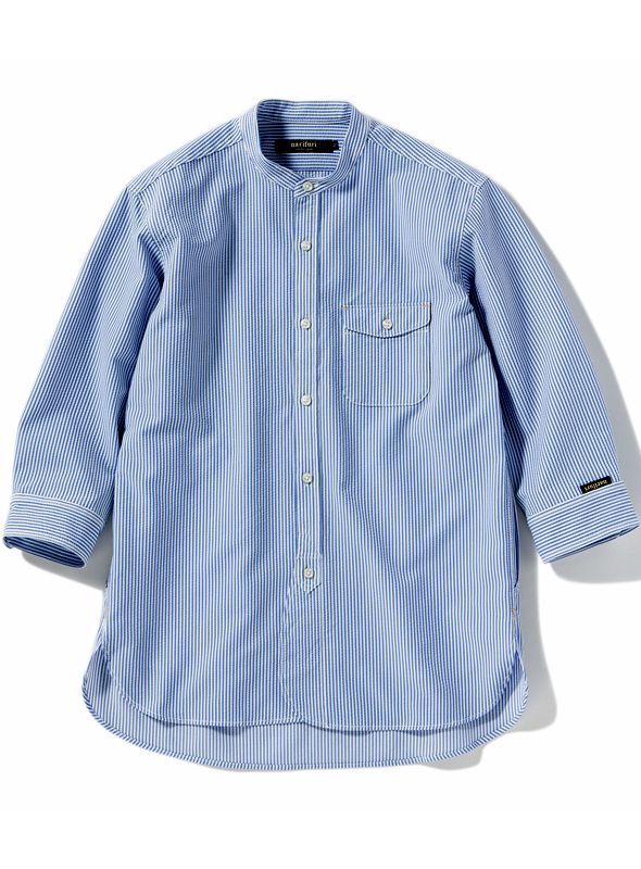 画像: 【narifuri】 ナリフリ Band collar　Three-quarter sleeve shirtバンドカラー七分袖シャツ(NF4007)