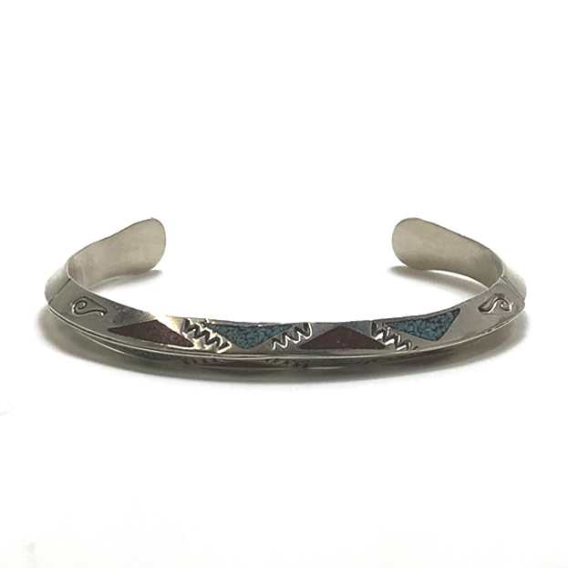 画像1: 【INDIAN JEWELRY】 NAVAJO ナバホ族　Ray.B(レイ・ビー)  シルバーバングル (1)