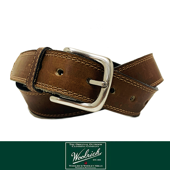 画像1: WOOLRICH WOOLEN MILLS ウールリッチウーレンミルズ  LEATHER BELT (1)