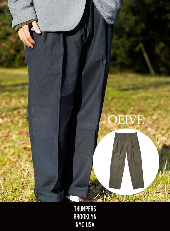 画像1: 【THUMPERS NYC】サンパース PLEATED WORK PANTS (1)