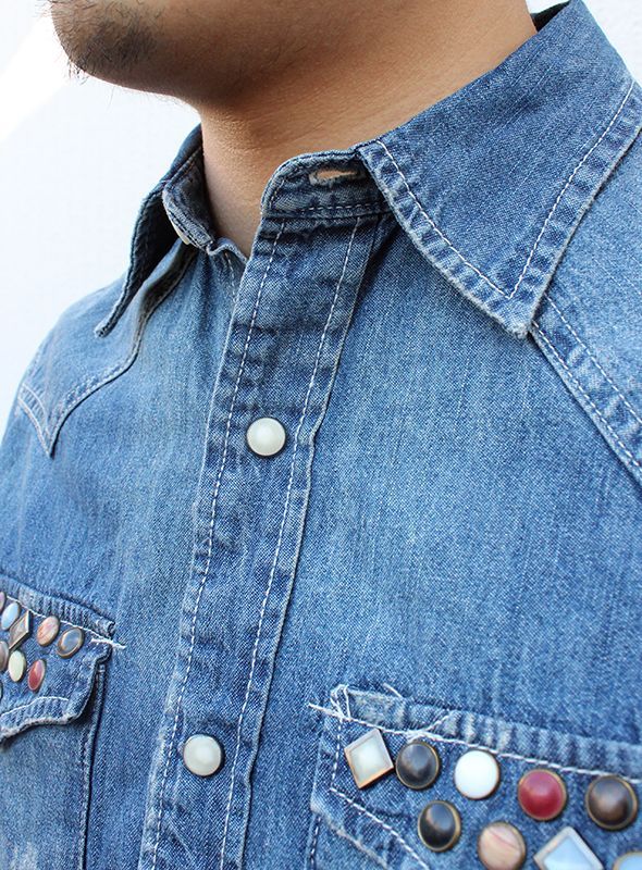 画像: 【DENIM&SUPPLY】 スタッズウエスタンシャツ L.IND